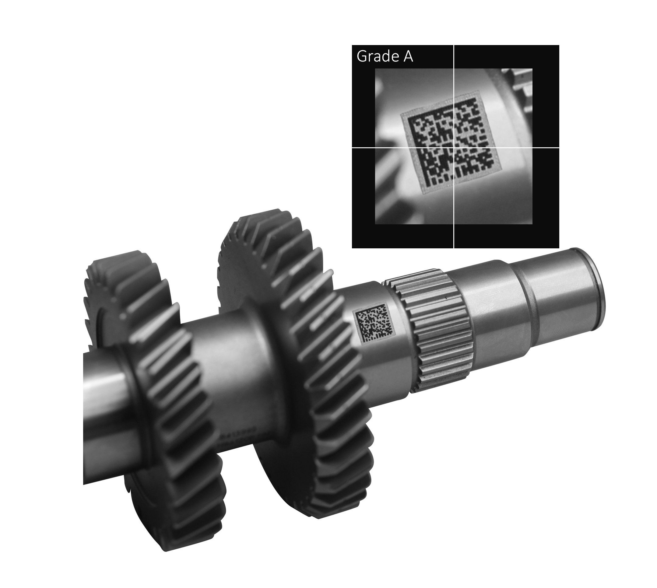 Laser marking of datamatrix gear assembly