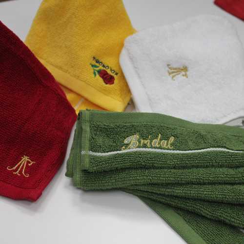 Customized embroidery work on face and hand towels
