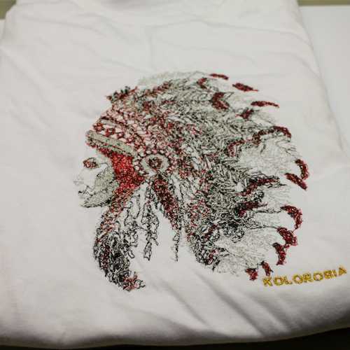 Customized embroidery artwork on t shirt