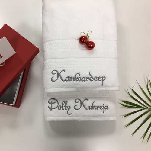 Customized name embroidery work on face  hand and bath towels