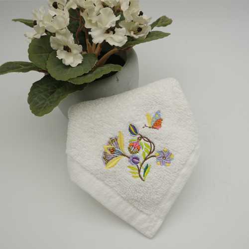 Customized embroidery floral work on face  hand and bath towel