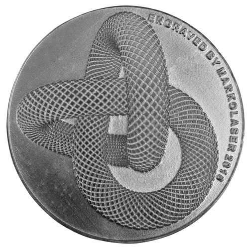 Laser engraving and texturing on metal coin die with laser engraving machine 