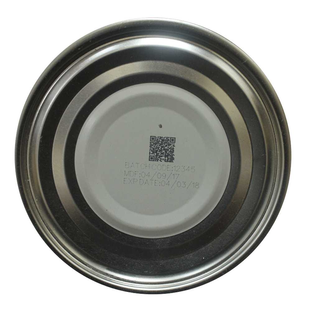 Laser marked bar code batch code and mrp patch on container lid