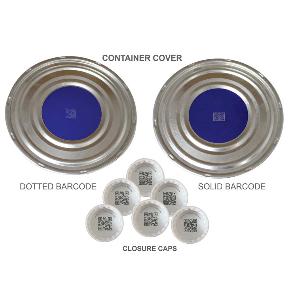 Laser marked bar code on container lids