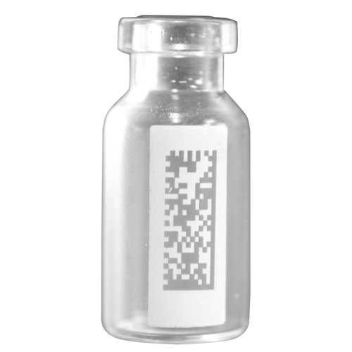 Bar code or unique device identification laser marking on medical injection glass vial
