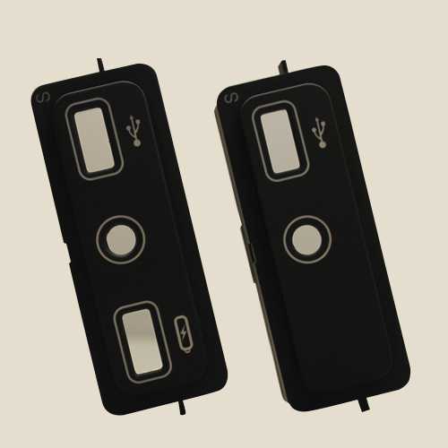 Usb and aux casing holder made by using injection molding  and painted using spray coating and  pad printing technique