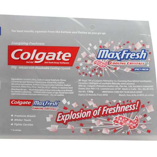 Uv screen printing on labels for colgate packaging